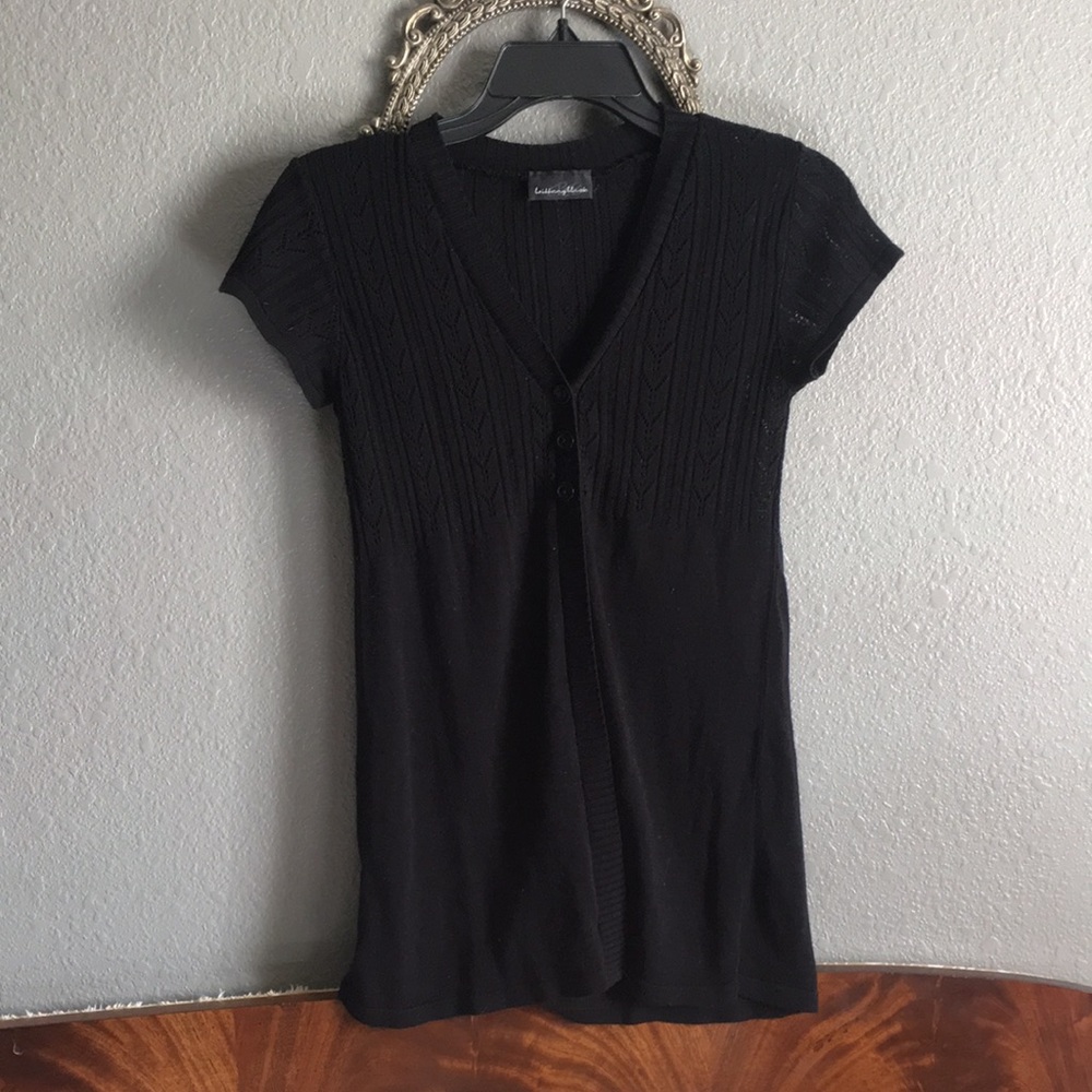 Brittany Black short sleeve sweater cardigan top